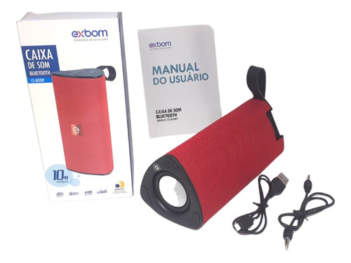 Imagem 6 de 6 de Caixa De Som Bluetooth Alto Falante Usb Sd Fm Exbom Vermelho