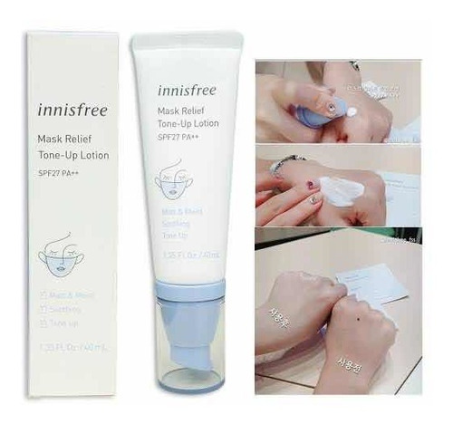 Imagen 3 de 6 de Innisfree Mask Relief Tone Up Lotion Spf27 Pa++ 40ml + Gift