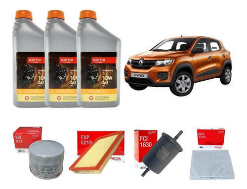 Kit Revisão Oleo + Filtros Kwid 2017 2018 2019 2020 2021