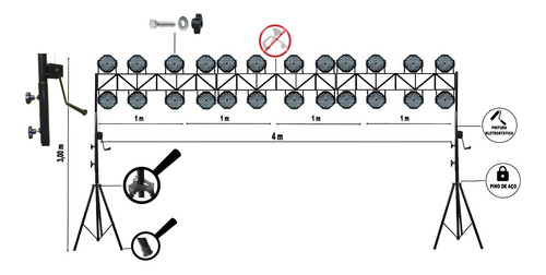 Pedestal Tripé P/iluminação Dj C/treliças-4mx3m-catracado