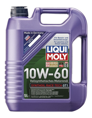 Aceite Liqui Moly Sintetico Race Tech Gt1 10w60 X 5 Litro