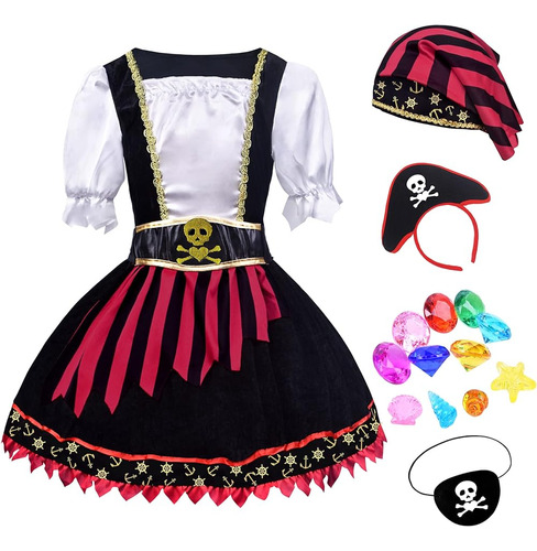 Zzihan Niñas Pequeñas Disfraz De Pirata Niños Princesa Pirat