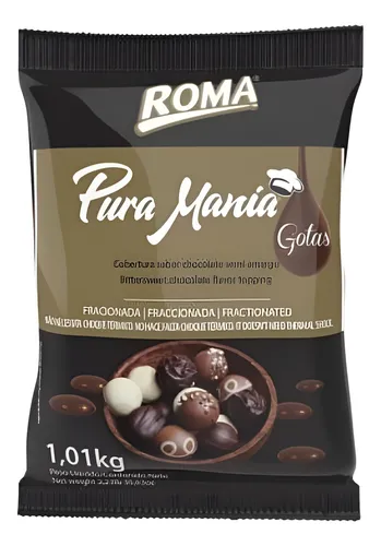 Chocolate Pura Mania Gotas Roma Semiamargo 1kg Cobertura