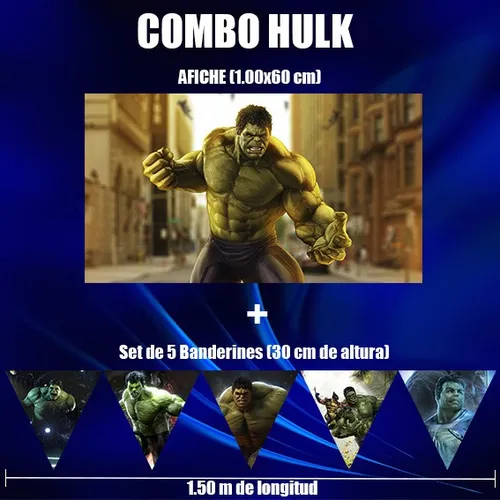 comprar Combo Afiche Hulk Banderines Decoracion Cumpleaños Fiestas
