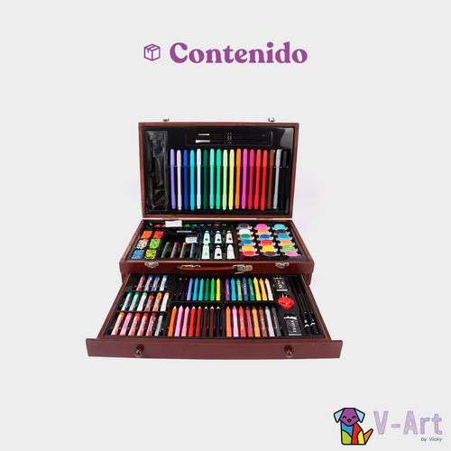 Set Arte Infantil Dibujo Maletin Madera Valija Pintura X 130