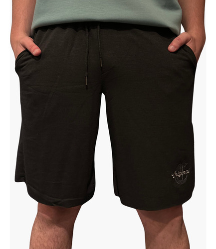Bermuda Algodón Rústico Hombre Cara Cruz Jeans Con Bordado