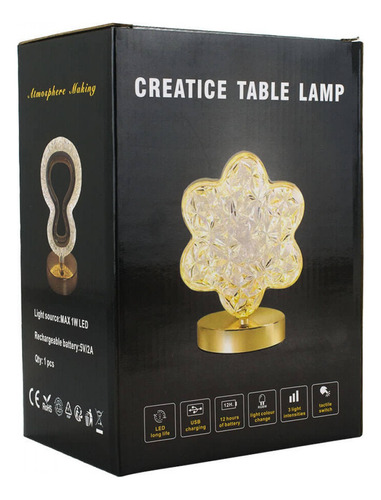 Luminária Decorativa Dourada 3 Tons De Luzes Quadrado 18cm Cúpula Transparente Estrutura Dourado Usb