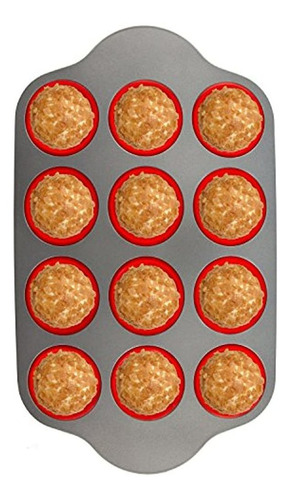 Molde Para Muffins De Silicona Con Marco De Acero 12 Tazas D