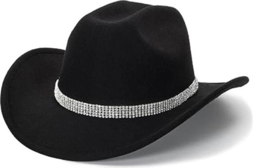 Sombrero Vaquero Con Diamantes Imitación Cinco Filas, Ala