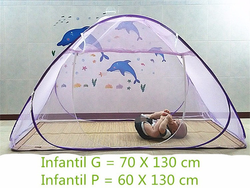 Mosquiteiro Infantil G 70 X 130 Cm Branco Azul