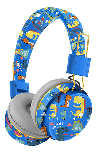 Auriculares Inalámbricos Con Micrófono Dinosaur Animal Stere Color Azul