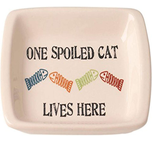 Pet Rageous One Spoiled Cat Rectangular Plato Bowl  5 /2.5oz