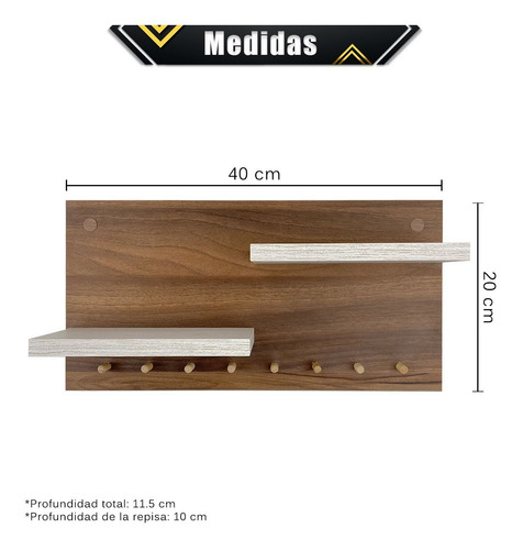 Imagen 6 de 10 de Perchero Organizador Porta Llaves De Pared Melamina Moderno