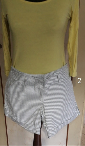 Short Rayado Blanco Y Gris