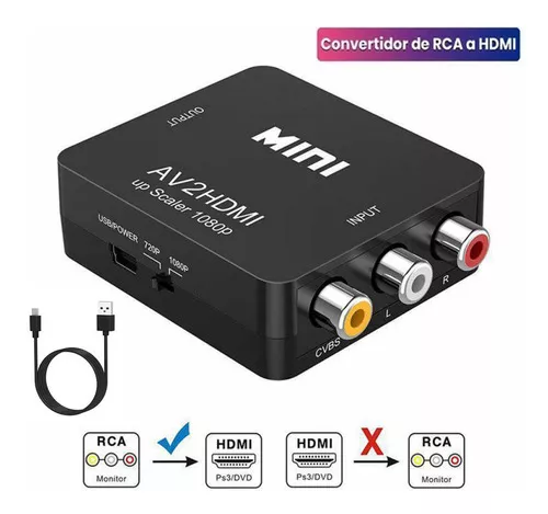 Adaptador Rca Hdmi A Vga 1080p Convertidor De Audio Y Video