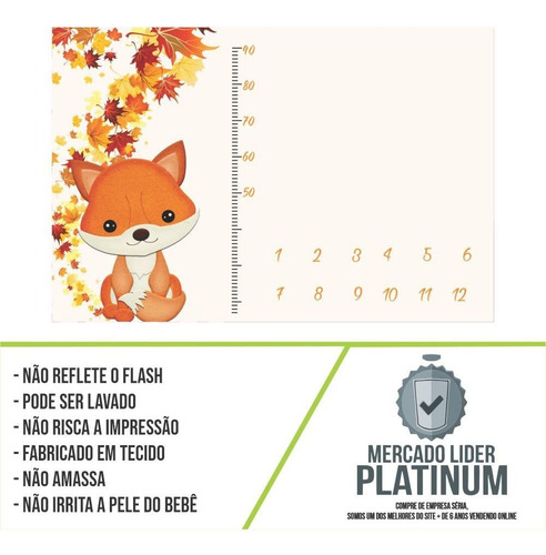 Imagem 2 de 5 de Cenário Mesversario Tecido Sublimado Raposinha 1,5x1,0
