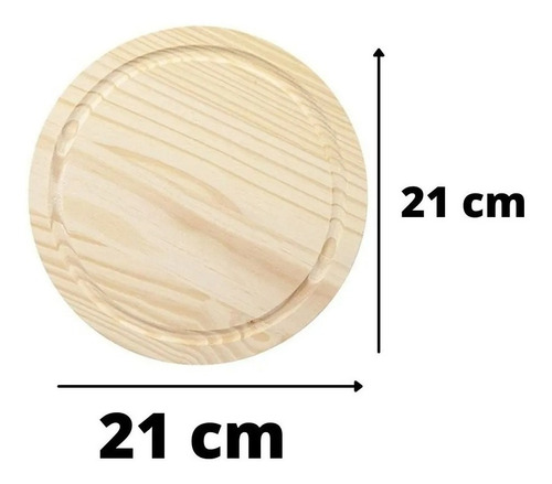 Imagem 2 de 4 de Tabua Madeira Redonda Com Canaleta 21cm P/ Carne Ou Legumes