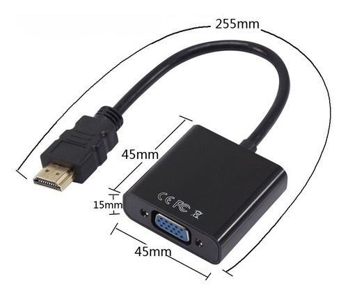 Imagen 6 de 7 de Adaptador Convertidor Cable Hdmi A Vga 1080p + Audio