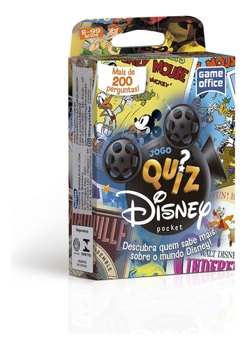 Jogo De Cartas E Perguntas Quiz Disney Pocket Game Office