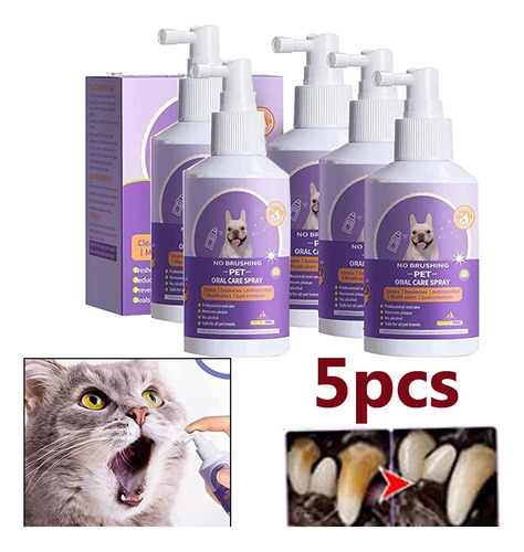 Aerosol Limpiador De Dientes Pet Clean De 5 Piezas Para Perr