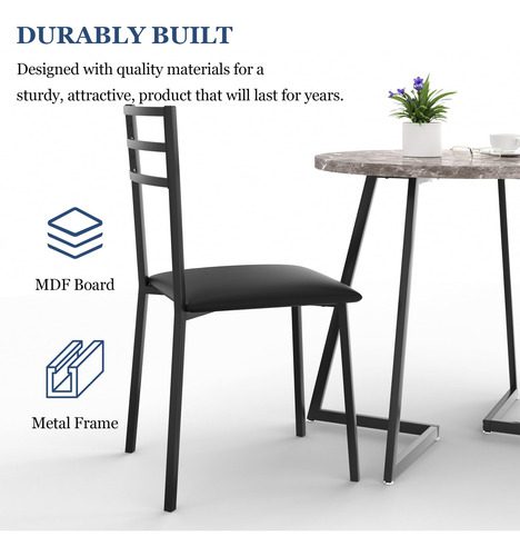 Juego De Mesa De Comedor Redonda Pequeña Para 2 Con Sillas