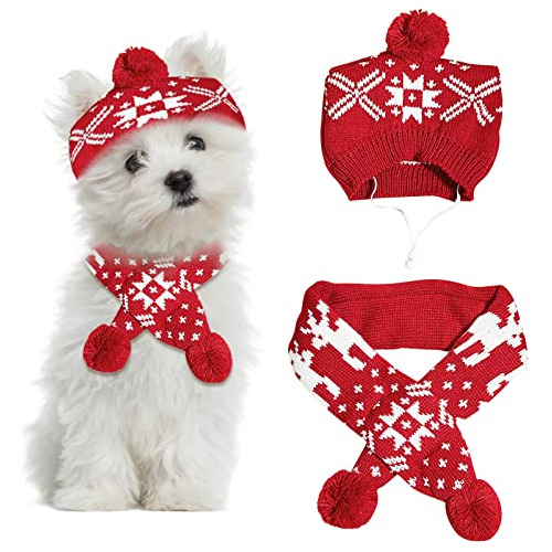 Conjunto De Sombrero Y Bufanda De Navidad Mascotas, Con...