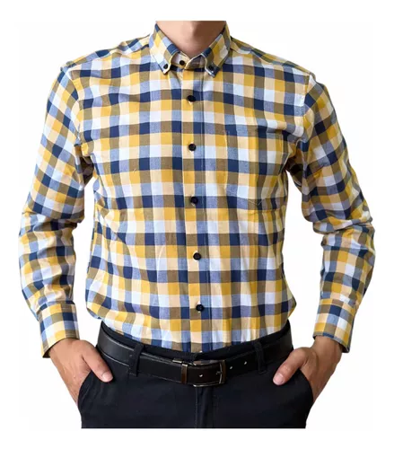 Camisa Cuadros Hombre Slim Fit - As Mostaza - $ 69.900