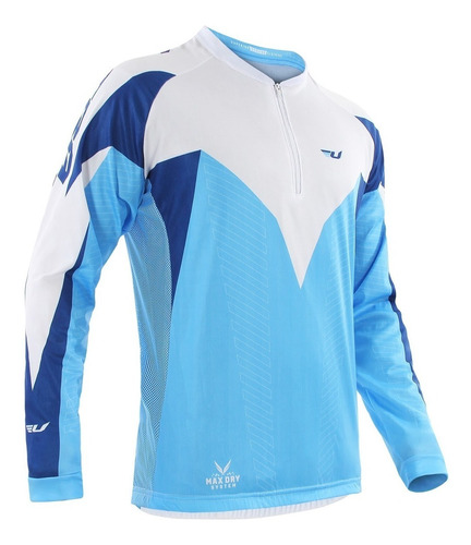 Camisa Ciclismo Manga Longa Ultra Bikes Azul/branco Tam G