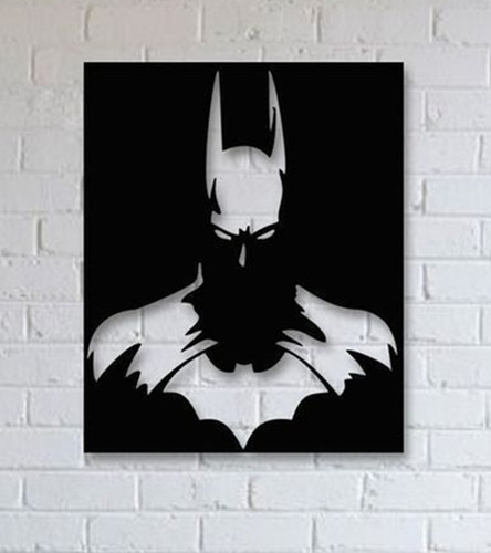 Cuadro Batman En Madera Calada Y Pintado 63 X 52 Cmts