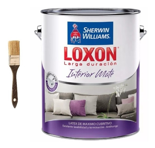 Combo Loxon Latex Interior Larga Duracion Sherwin Williams Mate 1 Lt + Pincel