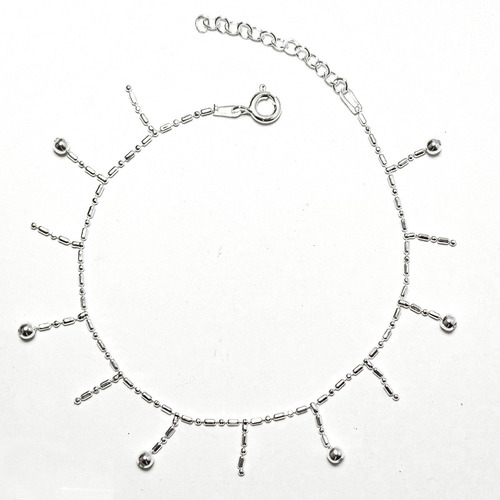 Pulsera Flecos Bolitas Plata Fina 925