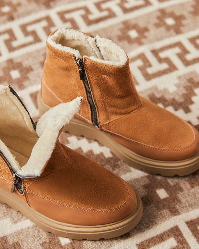Bota Zipper Gamuza Camel