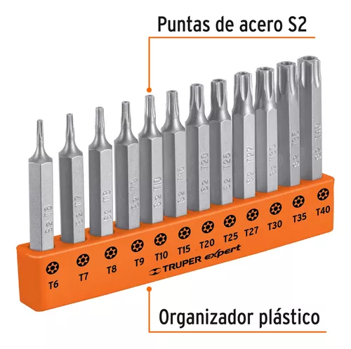 Juego De 12 Puntas Torx Con Seguro Largo 2truper 101675