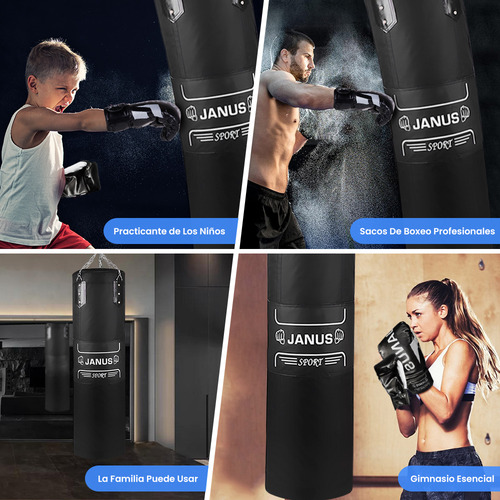 Bolsa Saco De Boxeo Profesional Costal De Box Con Guantes Color Negro