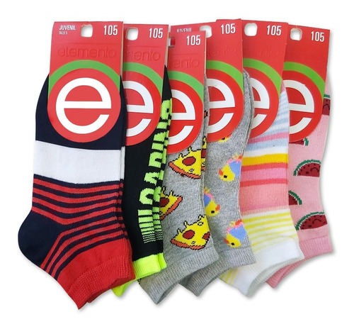 Imagen 2 de 5 de Pack X 6 Pares Soquetes Elemento Nene/nena Talles 4/5