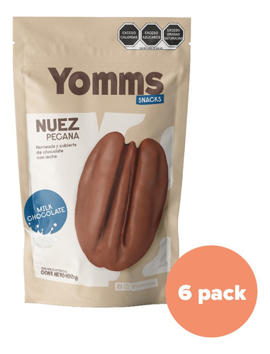 6 Pack Nuez Pecana Premium Milk Chocolate 100 Gr Yomms