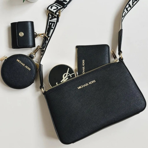 Bolsa Michael Kors Original Jet Set Logo Brown + Airpod Case
