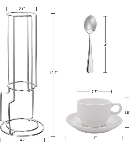 Aozita Tazas Y Platillos De Café Expreso Con Cucharas, Sopor