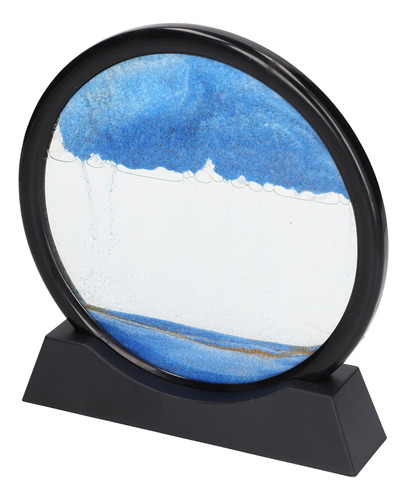 Pintura 3d Moving Sand Art, Vidrio Transparente Azul Redondo