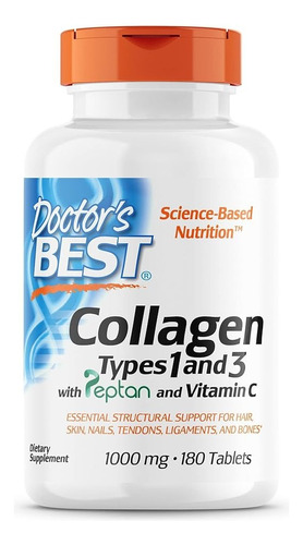 Doctor's Best Collagen Types 1 Y 3 Con Peptan, Sin Ogm, Sin