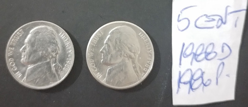 Imagen 2 de 2 de Monedas De Eeuu 5 Cents Año 1986/