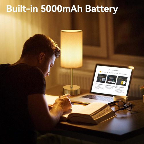 Cordless Led Table Lamp, 5000mah Battery Operated Lamp, Port