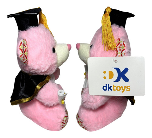 Boneco De Pelúcia Pequeno Urso Ursinho Rosa Formando - Vestido Com Traje Capelo E Diploma - Presente De Formatura - Dk Toys