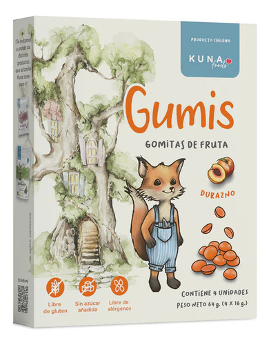 Gumis Gomitas De Fruta Kuna Foods Durazno - 4 Unidades