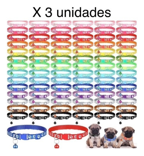 Collar Para Perros Y Gatos Pequeños Con Campanita 3 Unidades