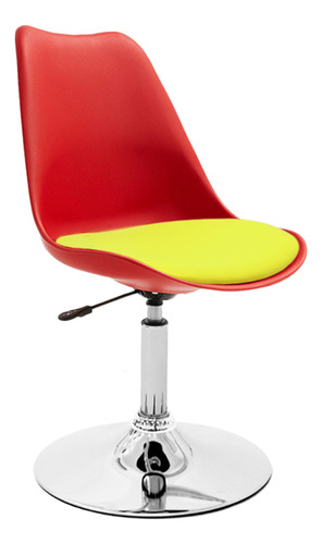 Silla Tulip Eames Para Escritorio Con Base Fija Newmo Roja De Asiento Amarillo