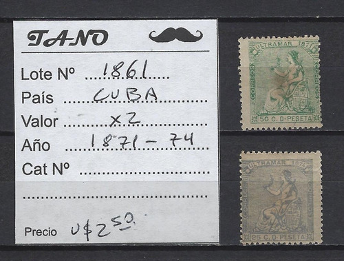 Lote1861 Centroamérica X2 Estampillas Año 1871/74 