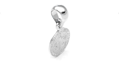 Imagen 2 de 10 de Dije Medalla San Benito De Plata 925 Mini 8mm Agálea