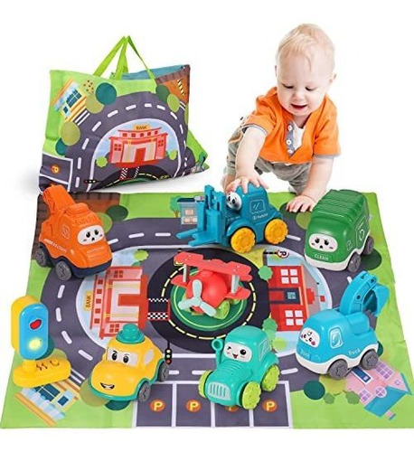 Alasou 8 Sets Baby Truck Car Toy And Playmat/storage Yy3nu