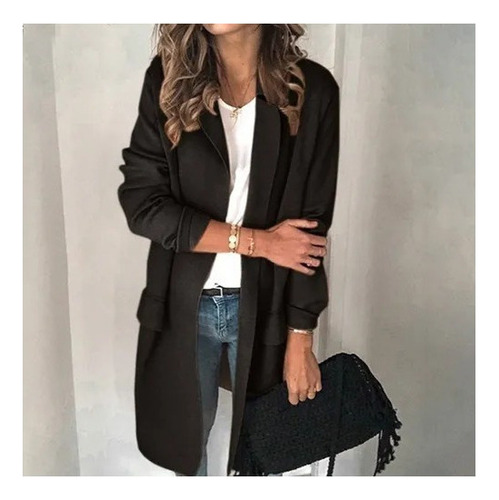 Mujer Casual Color Sólido Manga Larga Falso Bolsillo Blazer